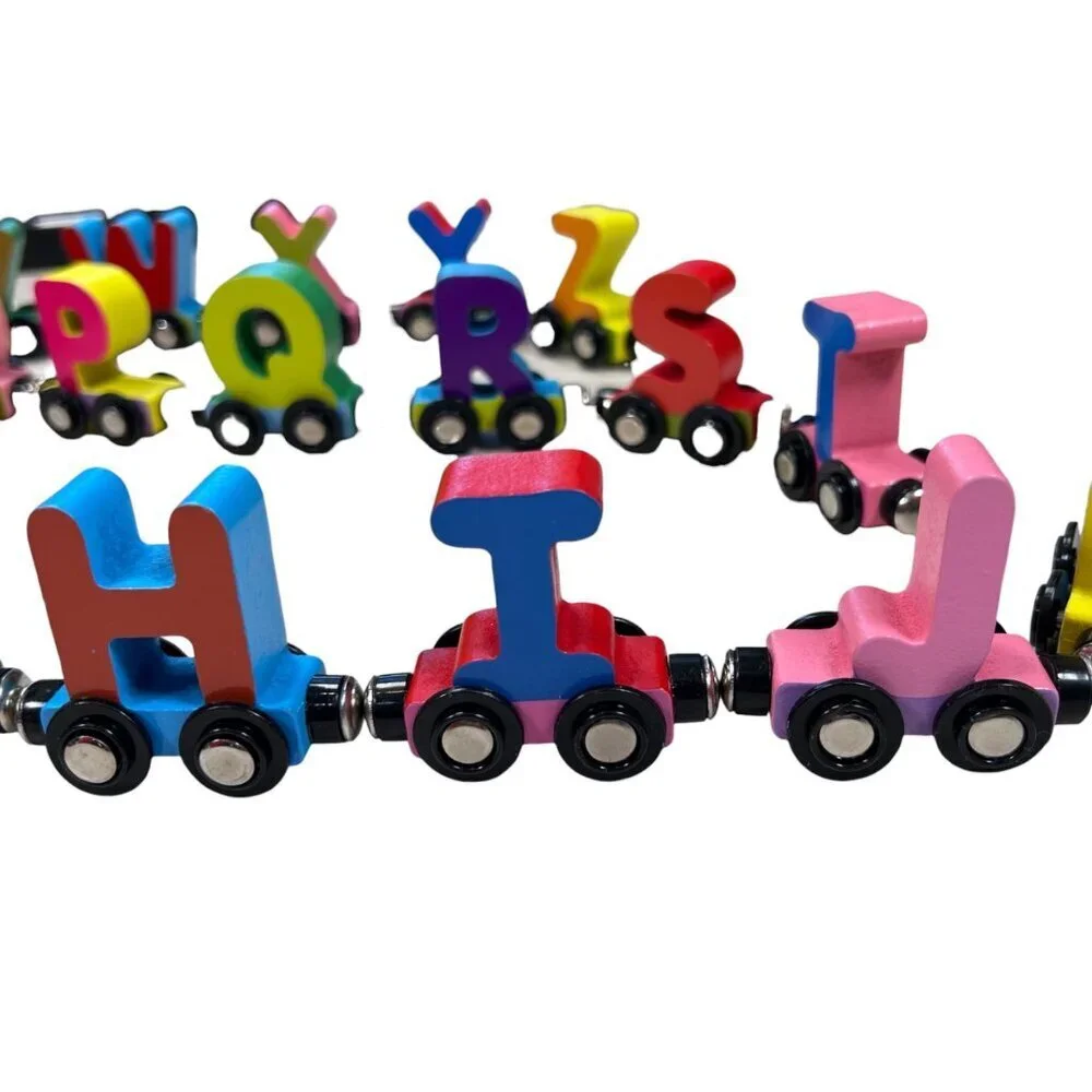 Wondertoys Wooden Magnetic Alphabet Train Learning Toy 27 Piece 36 months